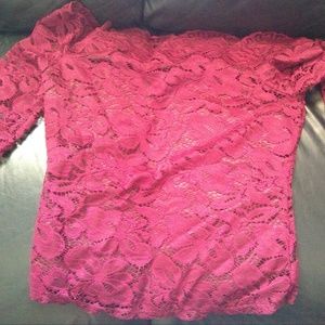 EUC Red Lacey Off Shoulder Top with Side Zipper Excellent Condition Size 10